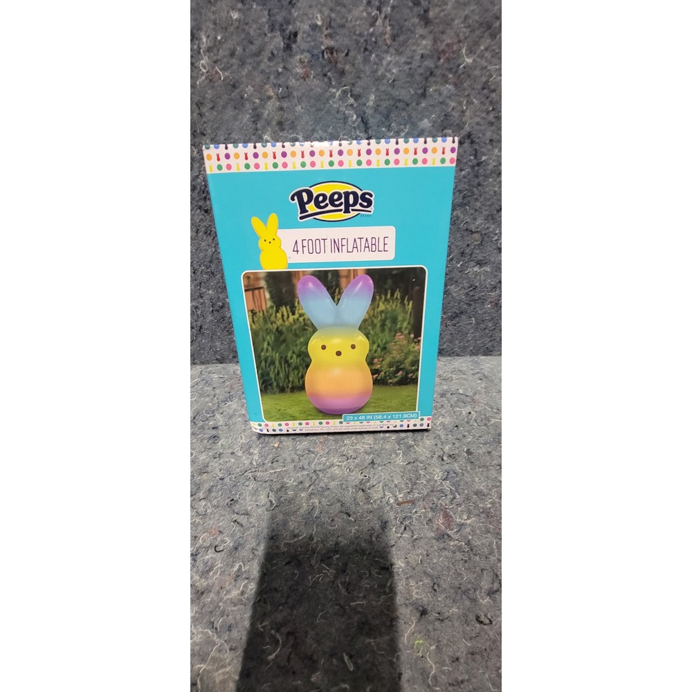 PEEPS 4' Foot Inflatable Rainbow Yard Easter Bunny Blow-Up NWT and‎ Sealed